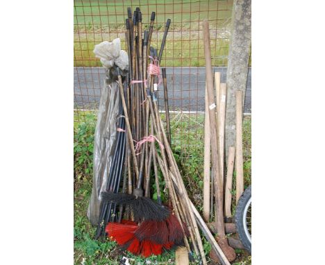 A ground compactor, edger, chimney sweep set.