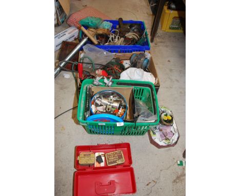 A pipe clamp, hand inflator hand pump, small bench vice, nuts and bolts, cable ties etc.