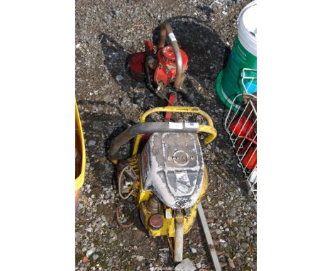 An old Danarm engine for showing purposes only and a vintage hedge trimmer.