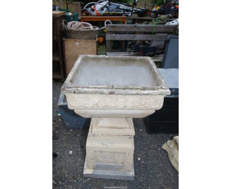 A square planter and plinth, 20 1/2'' square x 29 1/2'' high.