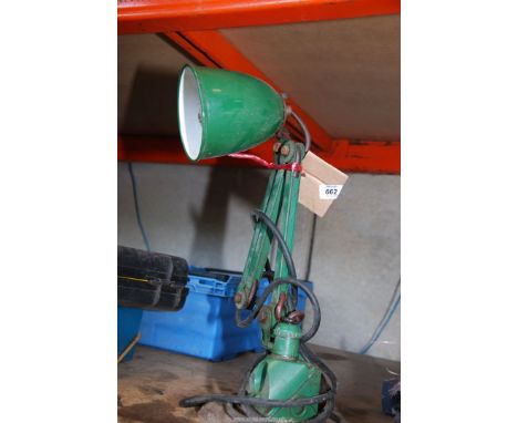 A green angle poised lamp with enamel shade.