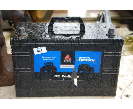 A 12v heavy duty 665 tractor battery.