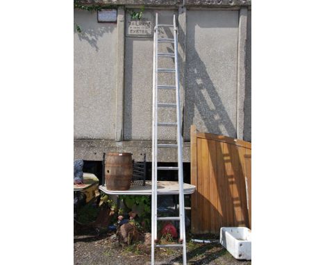 An 11 rung Aluminium double ladder.