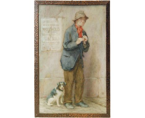 LUCY MADELEY, RMS (1868 - 1952) - 'The Whistler and his Dog', watercolour miniature on ivory, signed with initials, framed, 2