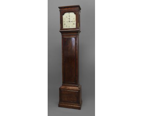 A GEORGE III MAHOGANY LONGCASE CLOCK, the 9 1/2" silvered dial with subsidiary seconds and strike/silent dial signed Arch'd C