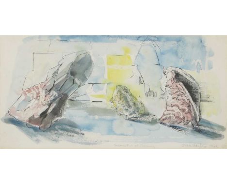 ▴ Sven Berlin (1911-1999)'Encounter at Morning'signed 'Sven Berlin', inscribed with title and dated 1946, pen and ink and wat