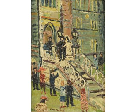 ▴ Fred Yates (1922-2008)Wedding scenesigned 'FRED YATES' l.l., oil on board27.5 x 19cmCondition ReportFramed size: 34 x 26cm.