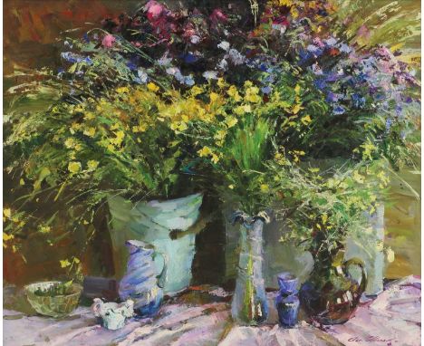 Anatoly Shapovalov (Ukrainian, b.1949)Summer flowerssigned l.r., oil on canvas76 x 91cm Condition ReportFramed size: 88.5 x 1