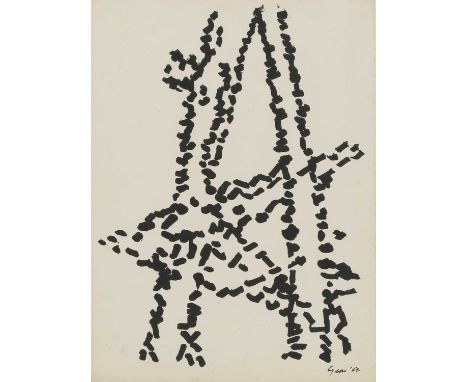 ▴ William Gear RA (1915-1997)Abstract compositionsigned and dated 'Gear '52' l.r., pen and ink38 x 28cm;and a monotype by the