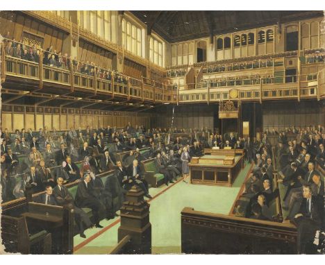 ▴ Alfred Reginald Thomson RA (1894-1979)'First Time at The Box', May 1979oil on canvas91.5 x 121.5, unframedThis painting is 