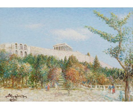 ▴ Vasilis Zenetzis (Greek, 1935-2016)Acropolis with the Parthenon and Herodes Atticus Theatresigned l.l., also signed and ins