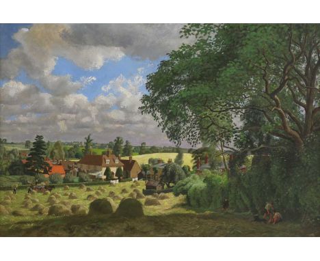 Δ John Aldridge RA (1905-1983)'Hayfield, North Essex'signed 'John Aldridge' l.l., inscribed with title on artist's label vers