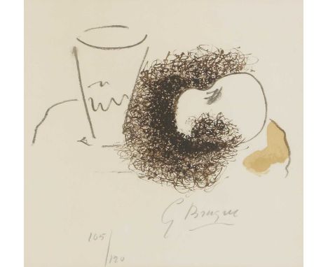 ▴ Georges Braque (French, 1882-1963)'Le Verre et La Pomme', 1963 lithograph in colours, signed 'G Braque' in pencil l.r. and 