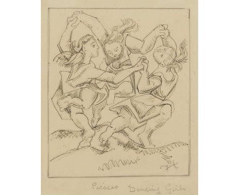 ▴ Doris Brabham Hatt (1890-1969)'Picasso Dancing Girls'signed with monogram and inscribed with title, pen and ink over pencil