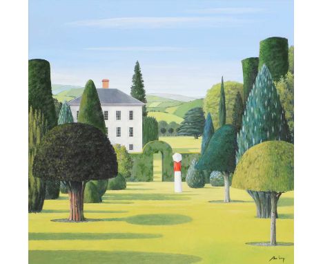 ▴ Alan Parry (contemporary)'The White Parasol', 2018signed 'Alan Parry' l.r., acrylic on board80 x 80cmProvenance: With the C
