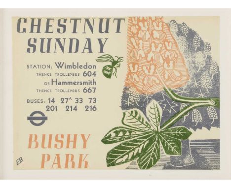 Edward Bawden RA (1903-1989)'Chestnut Sunday, Bushy Park' - poster for London Transport, 1936lithograph in colourssheet 25 x 