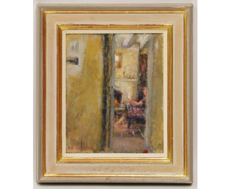 ▴ Bernard Dunstan RA (1920-2017)'Door to the Sitting Room'signed with initials 'BD' l.l. and inscribed with title verso, oil 
