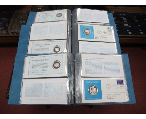 The Official United Nations Medallic First Day Cover Collection, fifteen sterling silver crown sized medals 1975-1976, in thr