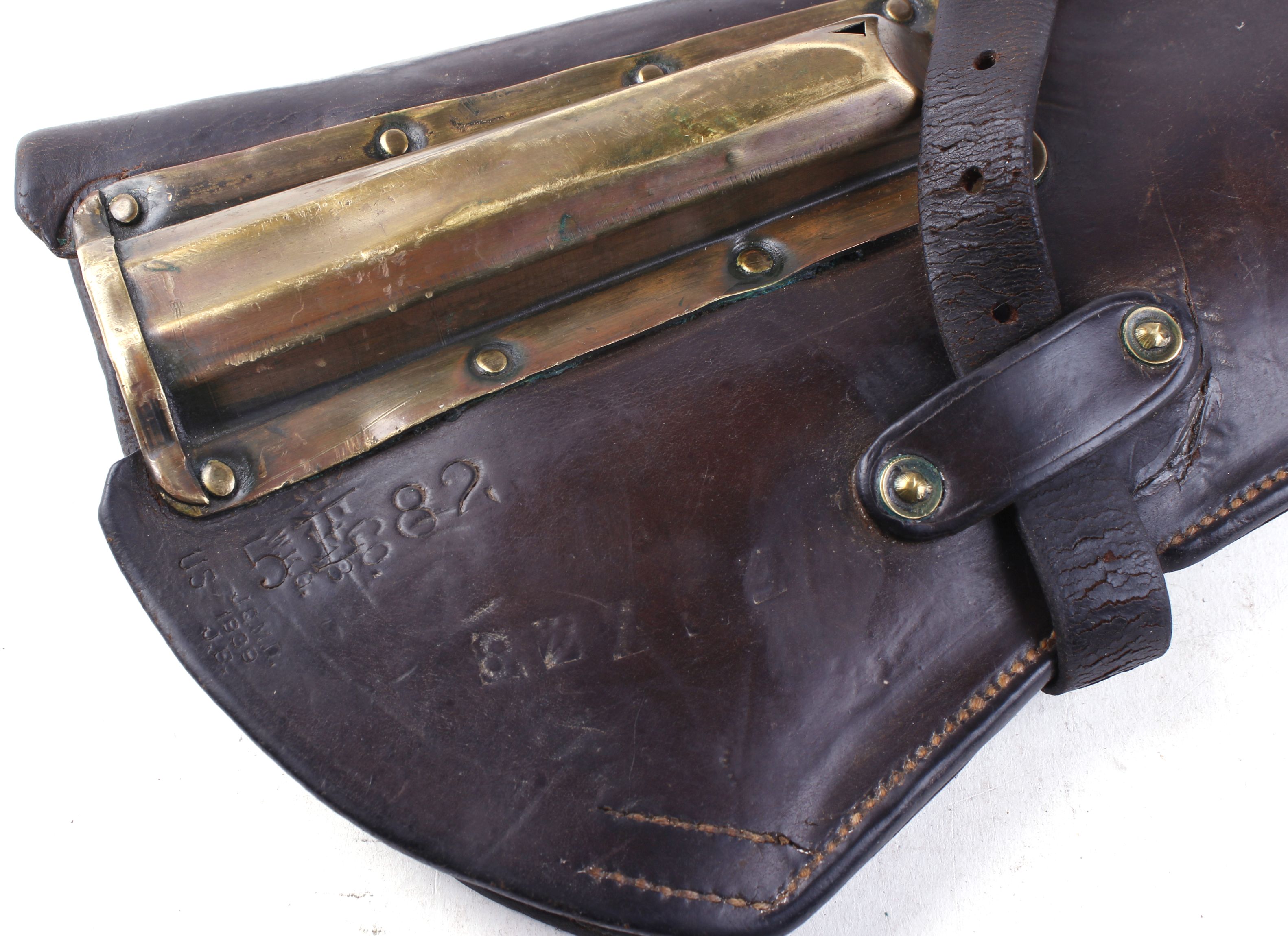 Original leather rifle saddle holster, with two leather straps and