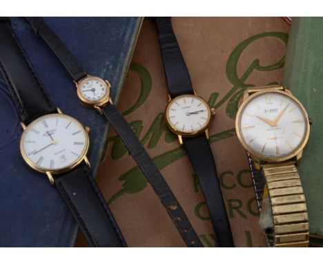 Four wristwatches, including a small 9ct gold cased lady's example, an Accurist, a Rotary and a Tissot (4)