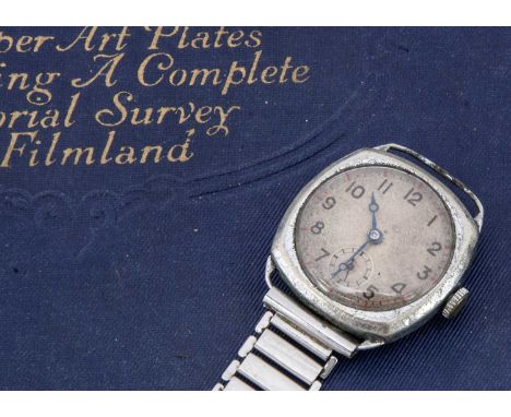 A circa 1940's manual wind chromed cased wristwatch, 29mm, with silvered dial and subsiduary, appears to run, but somewhat ta