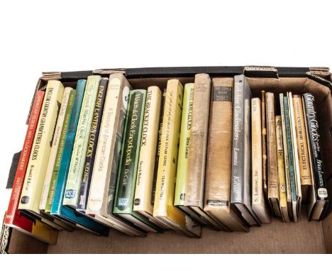A collection of clock and watch related books and publications, in two boxes, approx 50 in total, including some good regiona