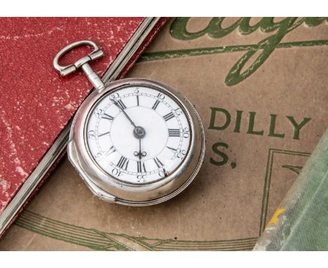 A George III silver silver pair cased pocket watch by Charles Huntley of London, outer case 50mm, inner case, 43mm, initials 