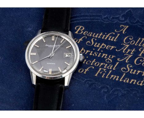 A 1960s International Watch Company (IWC) Automatic stainless steel wristwatch, 34mm, grey dial with silvered batons and date