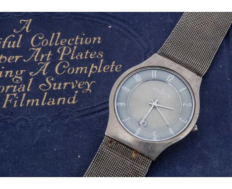 A modern Skagen Titanium quartz wristwatch, 37mm, with lots of sign of use and wear, but in original box