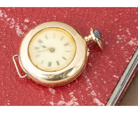 An Edwardian 18ct gold lady's pocket watch, now convereted to wristwatch with applied lug to lower, 29.5mm, 22.5g, hallmarked