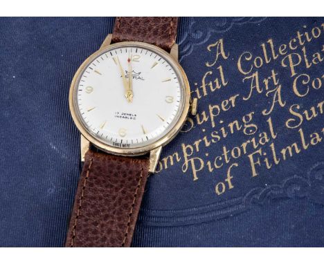 A c1960s (Smiths) Astral manual wind 9ct gold cased wristwatch, 33mm with silvered dial with partial numerals and batons, app
