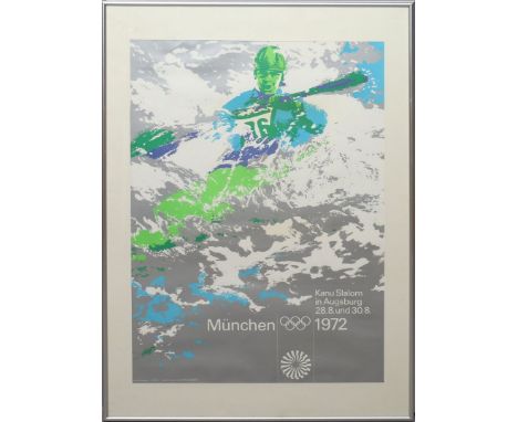 2 Plakate "Olympische Spiele 1972", München und Kiel. 1972. Sichtmaß ca. 82x 58 cm. PP., R.