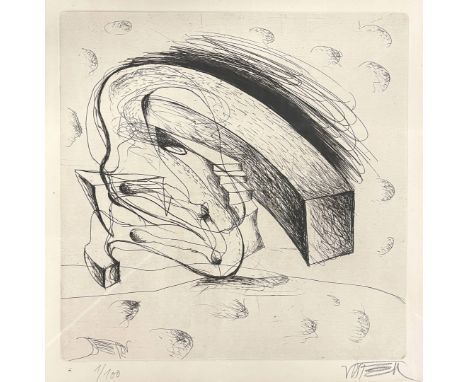 Vostell, Wolf (1932 Leverkusen - Berlin 1998) Radierung aus "Die Nackten und die Toten". Re. u. mit Bleistift sign. und li. u