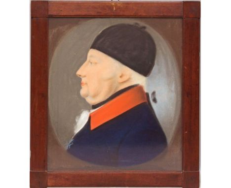 Portraitist (deutsch, 2. Hälfte 18. Jh.) Portrait eines Mannes in preußischer Uniform. Pastell/Papier (Altersspuren). Ca. 42x