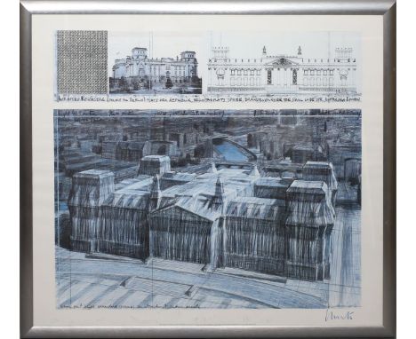 Christo (1935 Gabrowo - New York 2020) Wrapped Reichstag. Offset, re. u. sign. 62x 69 cm. R.