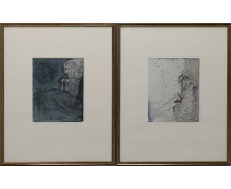 Assmann, Hans-Georg (1950 Wolfsburg - 2017) "Natura Morte" und 3 Arbeiten aus der Serie der "Sitzenden". Mischtechniken, je s