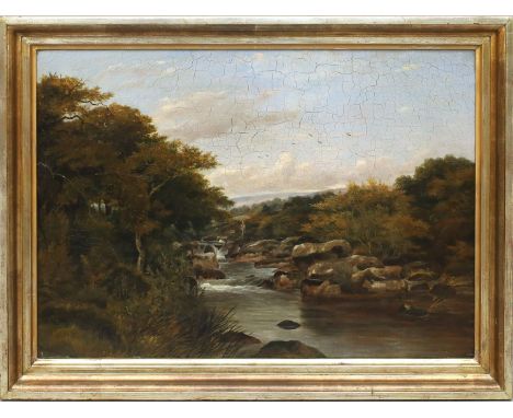 Turner, F. (England, wohl um 1828) "on the Erme near Ivybridge", so verso betitelt und dat. 1828 (?). Öl/Lwd. (rest., starkes