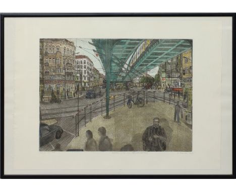 Franke, Eberhard (1936-2004) "Ostberlin, U-Bhf. Dimitroff (Eberswalder) Straße", so mit Bleistift betitelt, sign., dat. (19)9