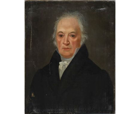 Unbekannter Maler (Ende 19. Jh.) Portrait eines Herren. Öl/Lwd. (rest., besch.). Ca. 61x 49,5 cm.