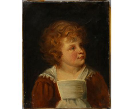 Unbekannter Maler (um 1900) Portrait eines Kindes. Öl/Lwd. (rest., Altersspuren). Ca. 41x 31,5 cm.