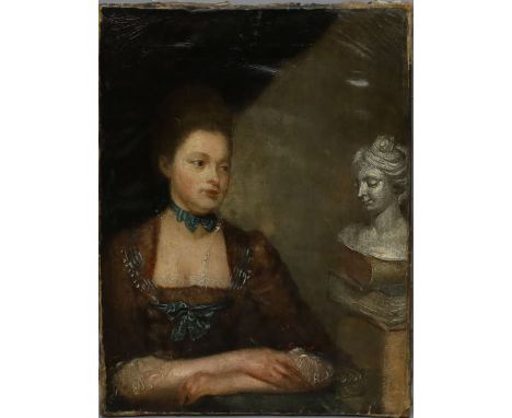 Unbekannter Maler (Ende 19. Jh.) Portrait einer eleganten Dame. Öl/Lwd. (rest., doubliert, Altersspuren). Ca. 42x 30,5 cm.