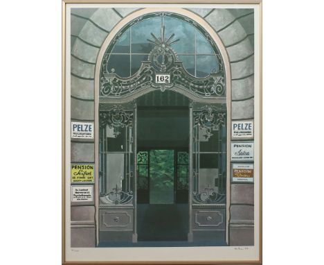 Haffner (um 1977) Eingangstür. Offset, re. u. sign. Haffner, dat. (19)77 und li. u. Ex. 4/100. Darstellung 78x 56 cm. R. 