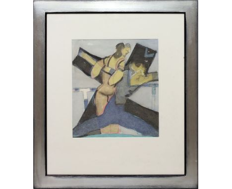 Döring, Adam Lude (1925-2018) "2 Figuren", so auf Etikett verso betitelt. Mischtechnik, sign. und dat. (19)88. Bildausschnitt