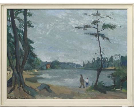 Klinkert-Riess, Frieda (1892-1969) "Grunewaldsee", so verso auf Etikett betitelt. Öl/Lwd., li. u. sign. 45x 60 cm. R.