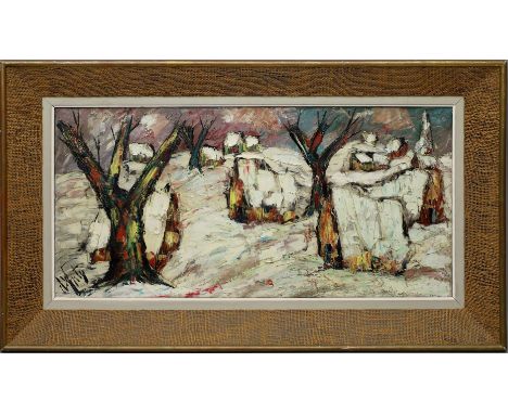 D'Anty, Henry Maurice (1910-1998) Winterlandschaft. Öl/Lwd., li. u. und verso sign. sowie Stempel. Ca. 40x 80 cm. R. (13)