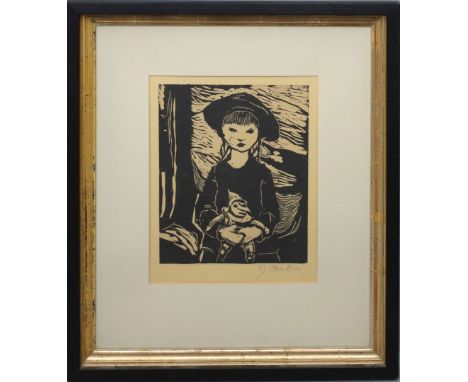 Rubin, Eva Johanna (1926 Berlin 2001) Mädchen mit Puppe, nach einem Linolschnitt von 1948. Re. u. mit Bleistift sign. 28x 22 