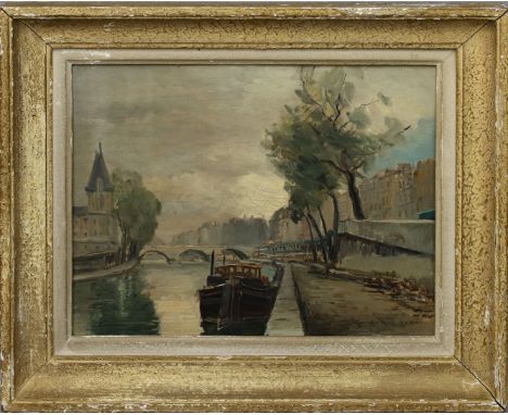 Ducuing, Lucien (1896 Frankreich 1958) "Paris", so verso betitelt, sign. und dat. 1941. Öl/Holz (Trockenrisse), re. u. sign. 