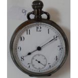 Silver open face pocket watch - Waltham Riverside. Serial number 12024112 - runs