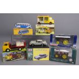 Boxed diecast cars - Dinky Autocar Isobloc 29E, rewery Flat bed Truck 588, Philips Citroen 587,