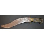 Vintage Indian variation of a Nepalese / Gurkhas Kukri knife. The knife having a recurved ' Yataghan